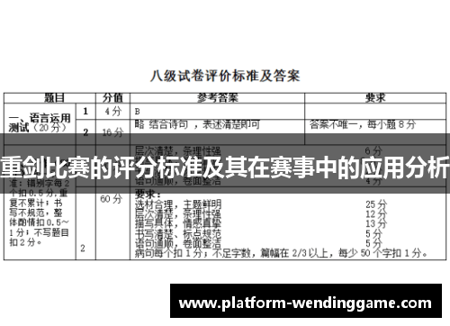 重剑比赛的评分标准及其在赛事中的应用分析